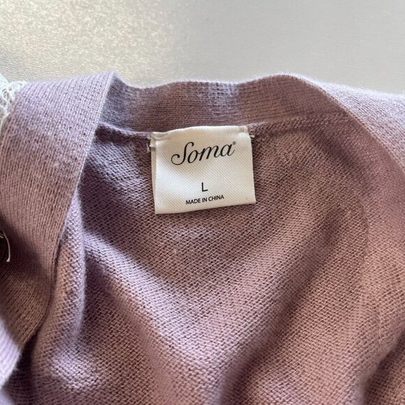 Soma Lace Long Cardigan Duster Ladies Size Large Mauve and Lace Evening Casual L - Picture 5 of 8